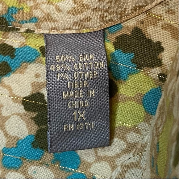 Kate Hill Woman Silk Blend Snake Print w/ Gold Pattern Sz 1X Button-Up Blouse - Picture 4 of 15